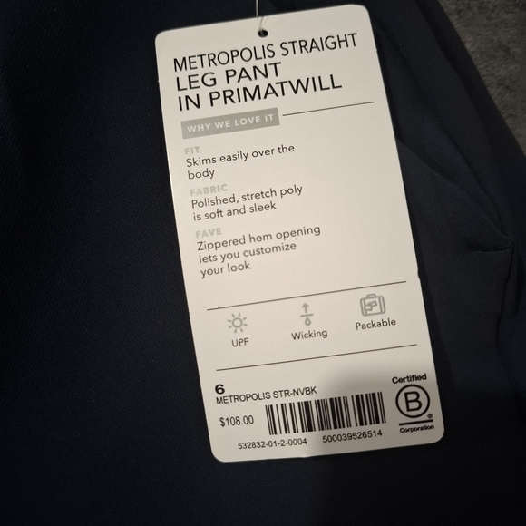 ATHLETA Navy Blue Metropolis Straight Leg Ankle Zip Athleisure Pants Size 6 NWT - Picture 7 of 13